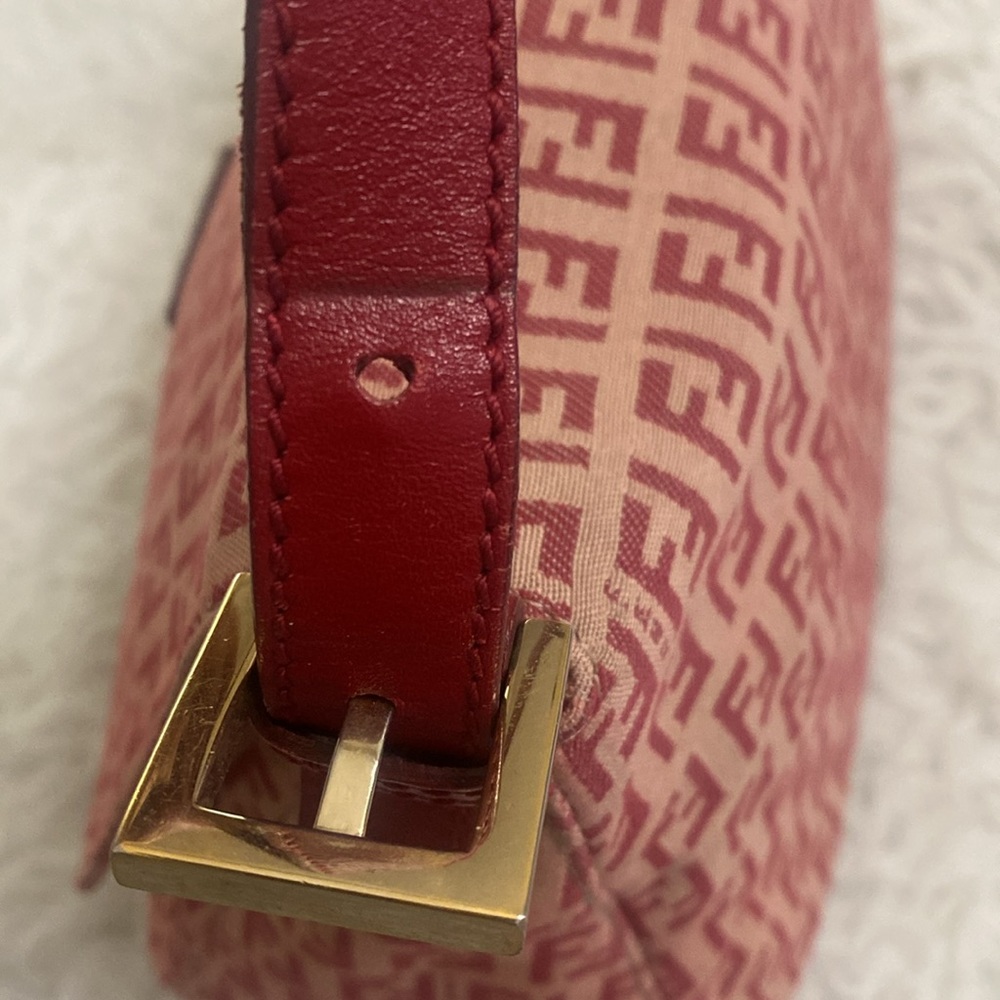 Fendi Vintage Mama Baguette Zuchino Beige Red Shoulder Bag - Picture 10 of 12